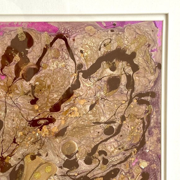 Floral Bed - Original Art Mixed Media Painting Wood Framed 14"x14" - Picture 5 of 9